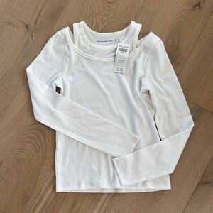 Abercrombie Kids White Cutout Long Sleeve Tee